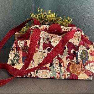 Ozark Mountain Tapestry Purse Handbag Christmas Vintage Santas Handmade Vintage
